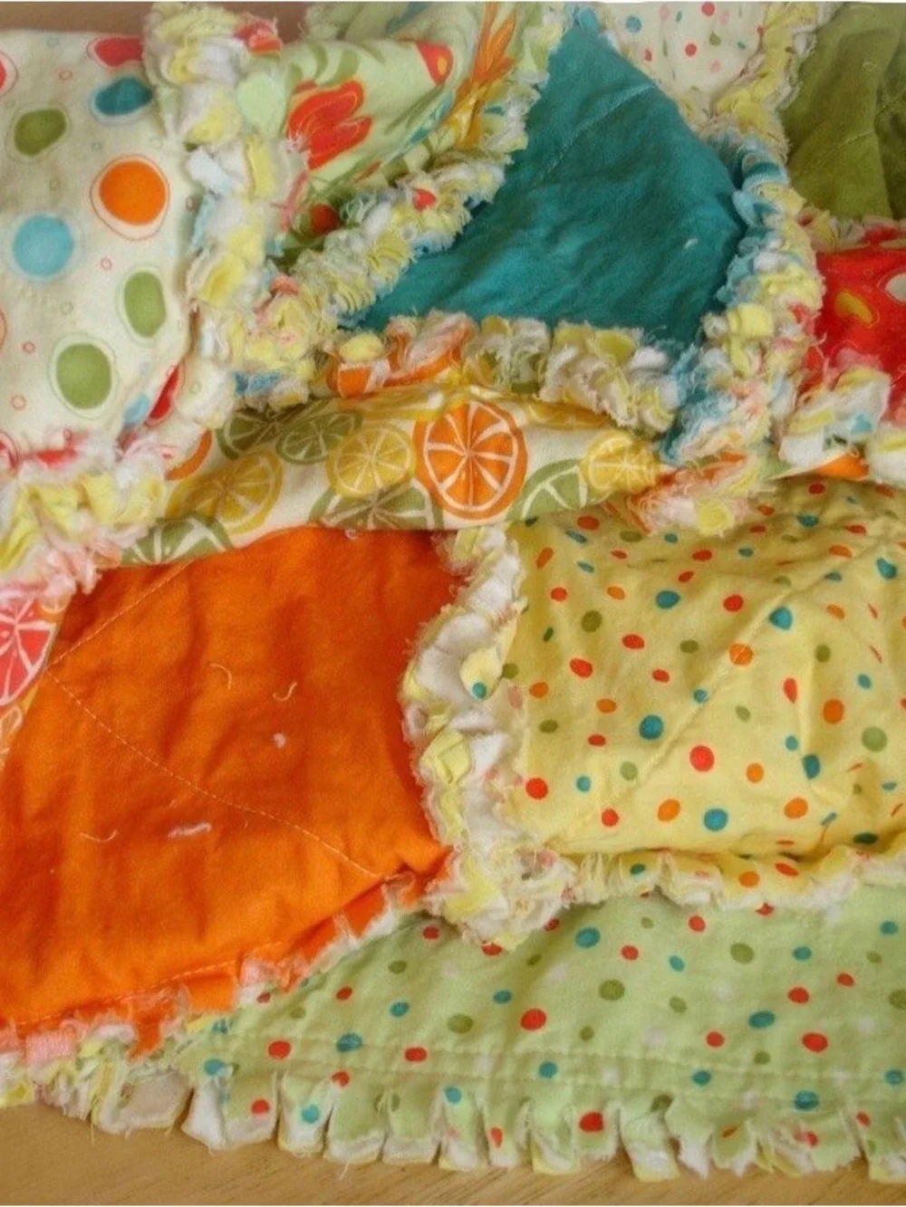 Patchwork Rag Quilt - Moda Freshly Squeezed 50x50  Perfect for a park blanket!